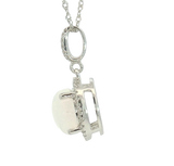 Vibrant Colored Stone Necklaces 14K White Gold 1.20 Carats Opal & 0.13 Carats Diamond Halo Necklace - 18 Inch