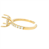 18K Yellow Gold Engagement Ring Setting for 3.00ct Gemstone with 0.40ct Diamonds