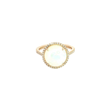 Bold & Elegant 14K Yellow Gold 2.05 Carats Opal & 0.24 Carats Diamond Halo Ring