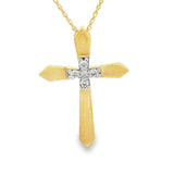 Elegant Diamond Necklaces & Pendants 18K Yellow Gold Satin Finish 0.10 Carats Diamond Cross Pendant
