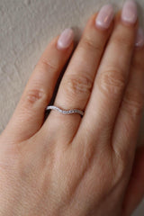 Elegant Diamond Bands 14K White Gold Contoured 1/4  Carats Diamond Anniversary Band