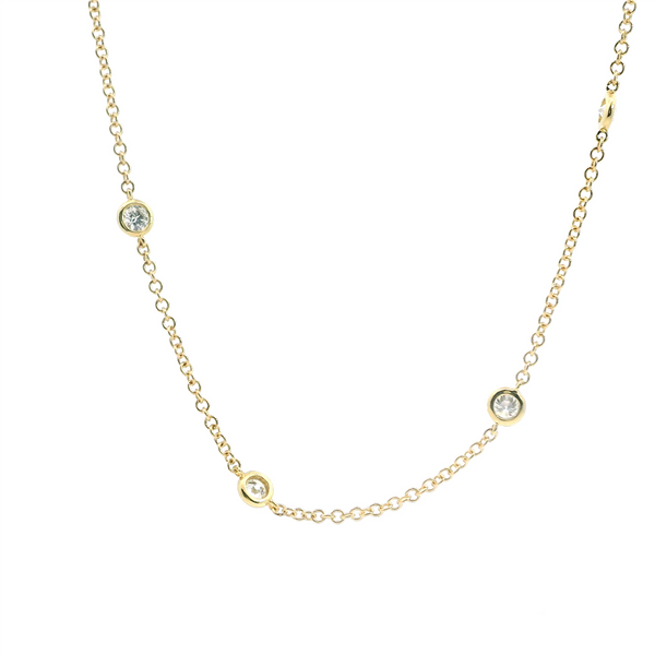 Elegant Diamond Necklaces 18K Yellow Gold 0.91 Carats Diamond Station Necklace - 18 Inch