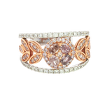 Elegant & Trendy 18K White & Rosé Gold 1.06 Carats Pinkish Brown & White Diamond Dinner Ring