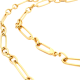 Elegant & Durable Designs 18K Gold Yellow Oval Figaro Fashion Chain, 31 Inch