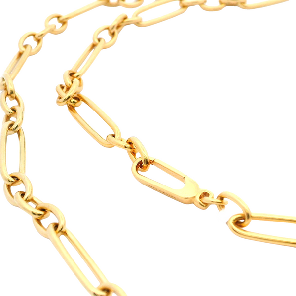 Elegant & Durable Designs 18K Gold Yellow Oval Figaro Fashion Chain, 31 Inch