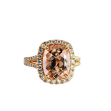 Bold & Elegant 18K Rosé Gold Cushion Cut 3.80 Carats Morganite & 0.75 Carats Diamond Halo Ring