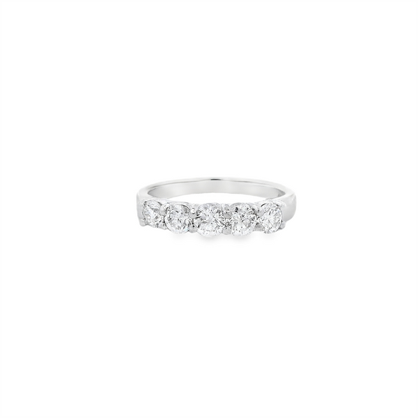 Elegant Diamond Bands Platinum Stackable 1.00 Carats 5 Stone Diamond Anniversary Band