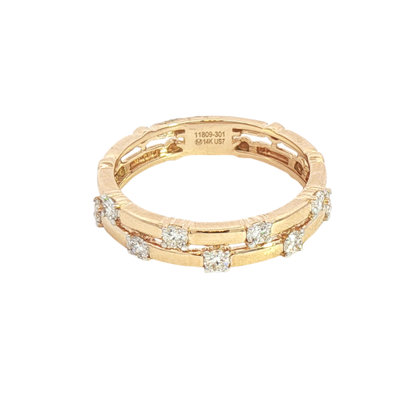 Elegant & Trendy 14K Gold Two-Toned 0.40 Carats Diamonds Stackable Fashion Ring