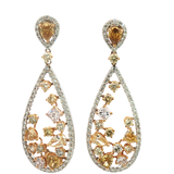 Classic & Contemporary 18K White Gold 4.31 Carats Diamond & Fancy Color Diamond Accented Dangle Earrings