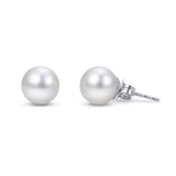 Timeless & Sophisticated Design White 14K Gold Fresh Water Pearl 6.5-7MM Stud Earrings