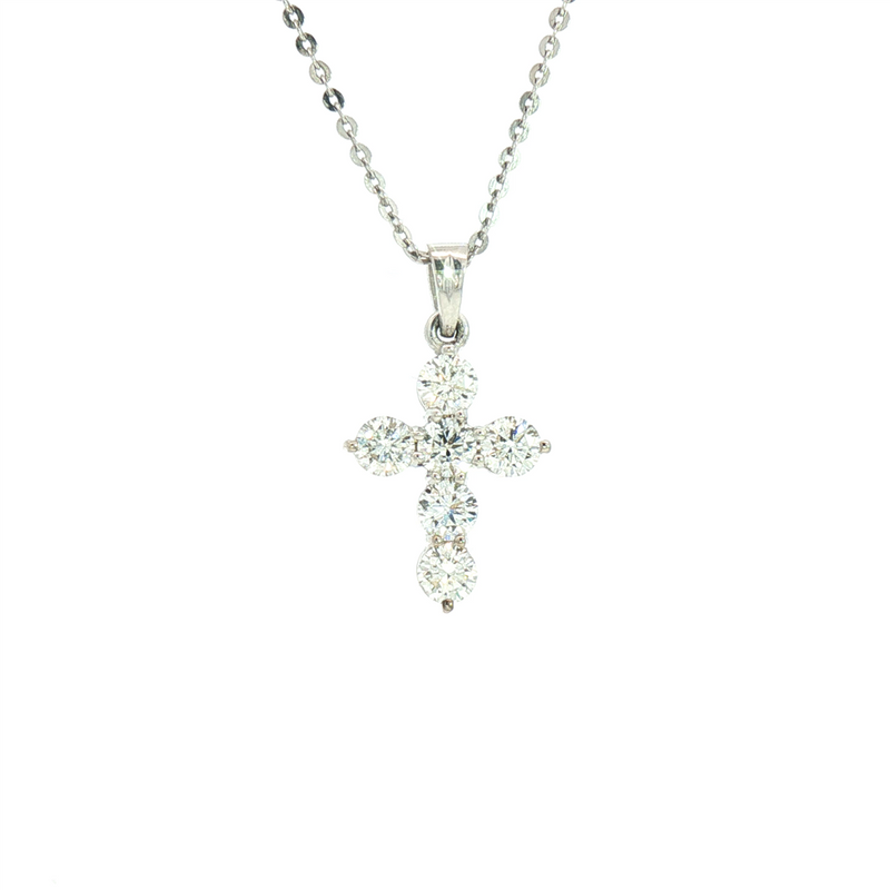 Elegant Diamond Necklaces & Pendants 18K White Gold 1.0 Carats Diamond Medium Cross Pendant