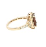 Bold & Elegant 14K Yellow Gold Emerald Cut 2.50 Carats Garnet & 0.50 Carats Diamond Ring