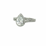 White 18 Karat Gold 0.40 Carats Diamond Halo Pear Engagement Ring
