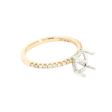 Elegant Diamond Mountings 14K Yellow & Whtie Gold Yellow 0.22 Carats Diamond Semi Mount Ring For Oval 1.0  Carat Gemstone
