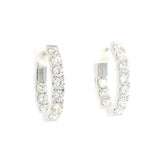 Classic & Contemporary 18K White Gold 1.61 Carats Diamond Inside Out Medium Hoop Earrings