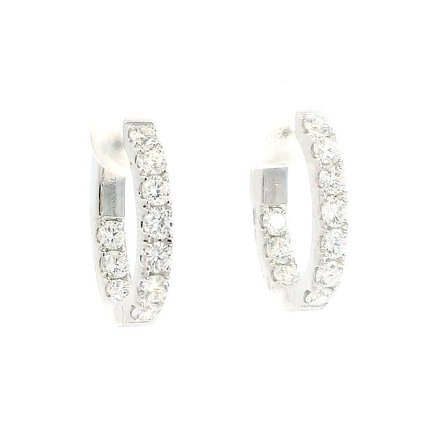 Classic & Contemporary 18K White Gold 1.61 Carats Diamond Inside Out Medium Hoop Earrings