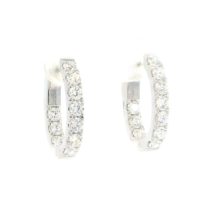 Classic & Contemporary 18K White Gold 1.61 Carats Diamond Inside Out Medium Hoop Earrings