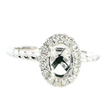 Elegant Diamond Mountings 18K Gold White Halo Oval 7x5MM Engagement Ring - 0.17 Carats Accent