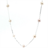 Elegant Pearl Necklaces & Pendants Sterling Silver White 5.5-6MM Pearl Tin Cup Pendant Necklce - 18 Inch