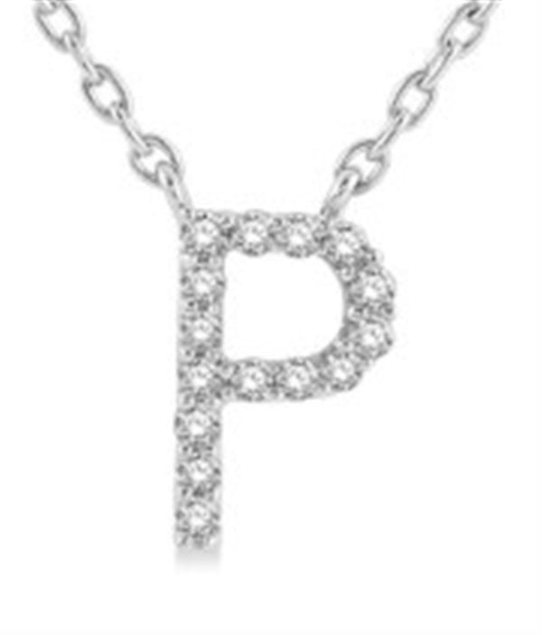 White 10 Karat Gold 0.04 Carats Diamond Initial Necklace