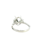 Elegant Diamond Mountings 18K Gold White 11.5x7.5MM Oval 3 Stone Engagement Ring - 0.41 Carats Trapezoid Accent