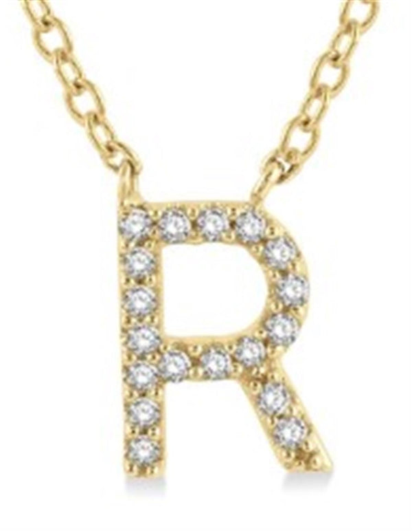 Yellow 10 Karat Gold 0.05 Carats Diamond Initial Necklace