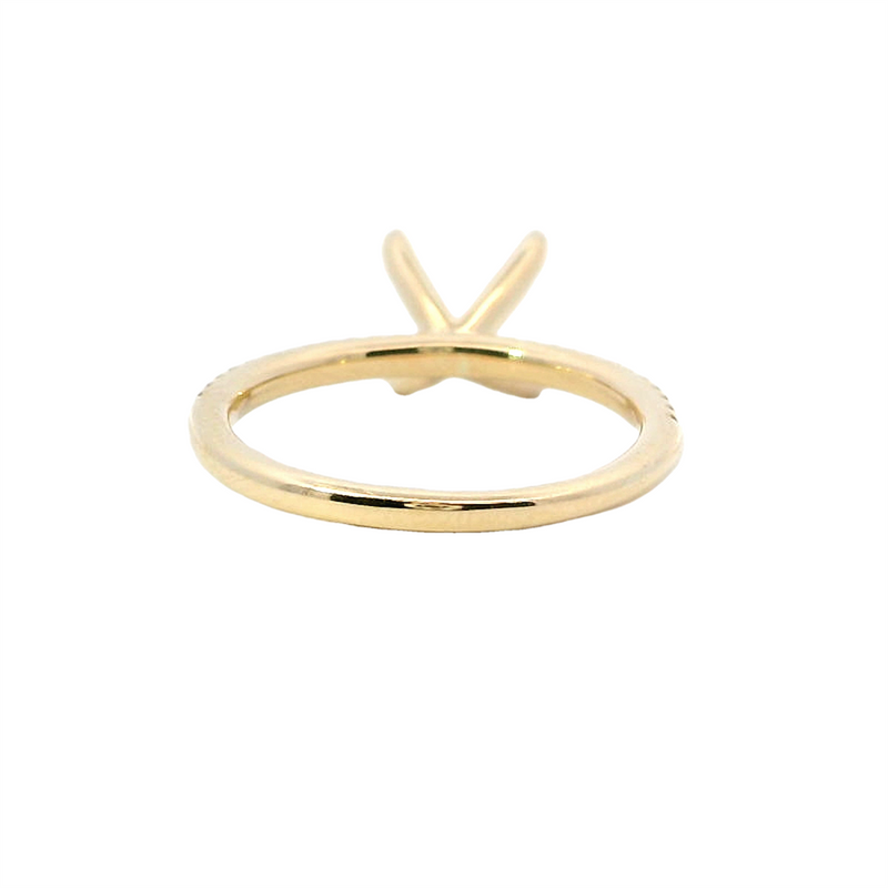 Elegant Diamond Mountings 14K Gold Yellow Stackable Round Engagement Ring - 0.13 Carats Accent Diamonds