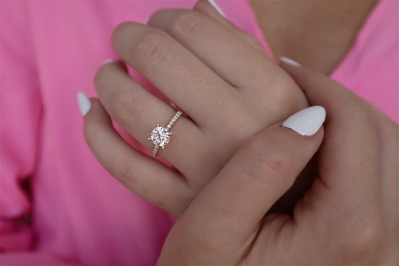 MPJ EXclusive Yellow 14 Karat Gold Carats Diamond Round Engagement Ring