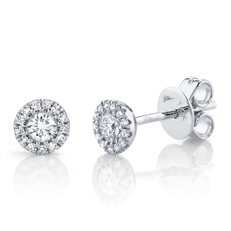 White 14 Karat Gold 0.24 Carats Diamond Stud Earrings