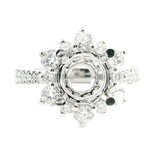 Elegant Diamond Mountings 18K White Gold  2.0 Carats Round Diamond Halo Semi Mount Ring - 1.14 Carats
