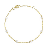 Elegant Pearl Bracelet - 14K Yellow Gold Cultured Pearl Sparkle Bracelet, 7 Inch