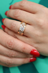 14K Yellow Gold 0.20 Carats Diamond Contour Band Guard