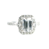 Bold & Elegant 18K White Gold 2.98 Carats White Sapphire & 0.61 Carats Diamond Halo Ring