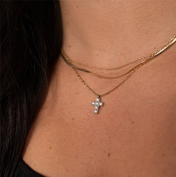 Yellow Stainless Steel Herringbone & Link Double Chain, 18 Inch