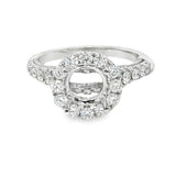 Elegant Diamond Mountings 18K White Gold 0.87 Carats Halo Semi Mount Ring