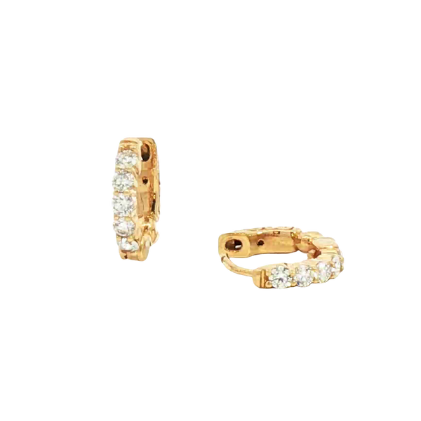 Classic & Contemporary 18K Yellow Gold 0.50 Carats Round Diamond Small Hoop Earrings