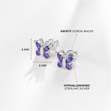 Sterling Silver Dainty Cubic Zirconium Butterfly Earrings