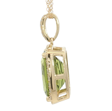 Vibrant Colored Stone Necklaces 14K Yellow Gold 4.25 Carats Peridot & 0.22 Carats Diamond Halo Necklace - 18 Inch