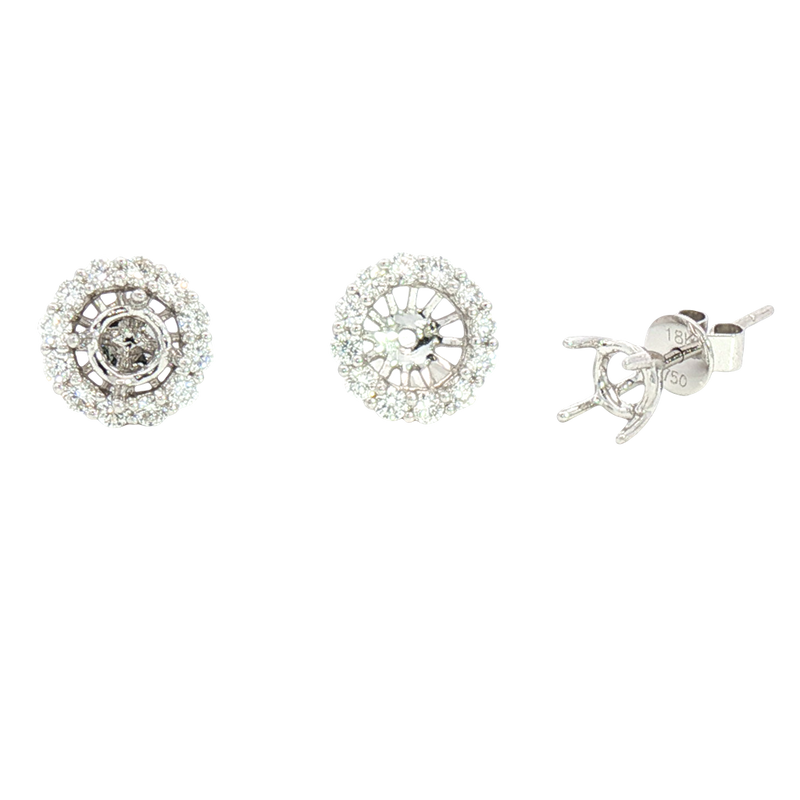 Classic & Contemporary 18K White Gold 0.71 Carats Diamond Jackets & 3.2mm Stud Earrings