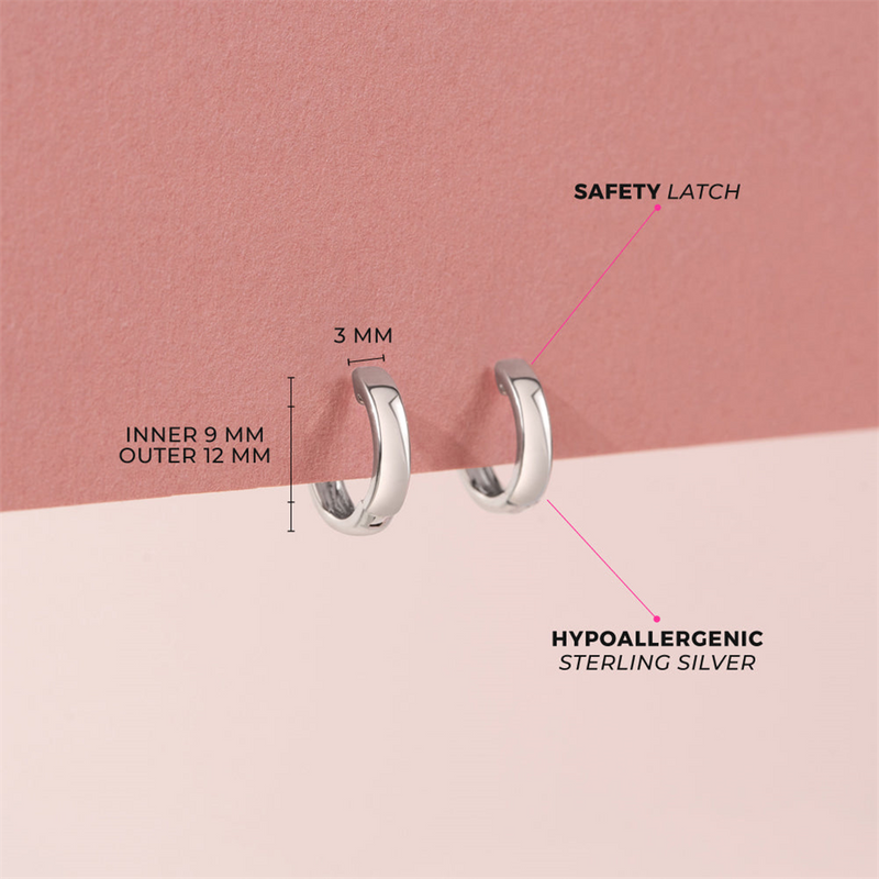 Sterling Silver Classic 3.0 MM Polished Hoop Earrings