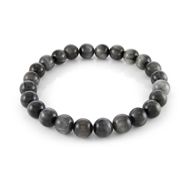 Grey Eagle's Eye 8 MM Bead Bracelet - 8 Inch