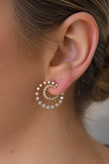 Classic & Contemporary 18K Yellow Gold 2.01 Carats Diamond Swirl Earrings