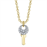 Elegant Diamond Necklaces & Pendants 14K Gold Yellow 0.03 Carats Diamond Accented Key Pendant Necklace - 18 Inch