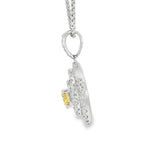 Elegant Diamond Necklaces & Pendants 18K White Gold 0.28 Carats Yellow Diamond & 0.46 Carats Diamond Swirl Halo Pendant