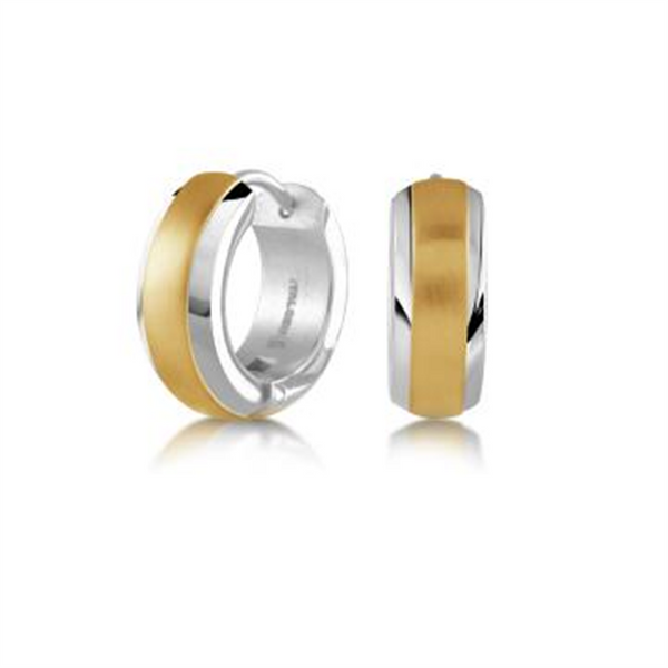 Two-Toned Stainless Steel Huggie Earrings