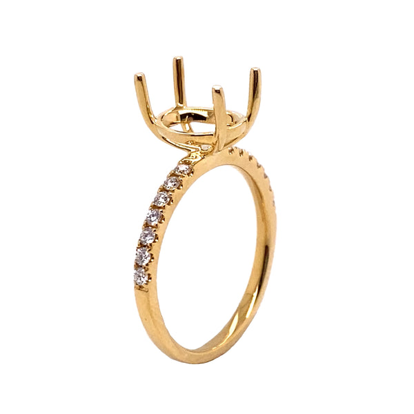 Yellow 18 Karat Gold 0.2 Carats Diamond Semi-Mount Engagement Ring