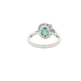 Bold & Elegant 18K Gold White Diamond Halo Ova Blue Tourmaline Fashion Ring - Oval Tourmaline 2.68 Carats & Diamond 0.22 Carats