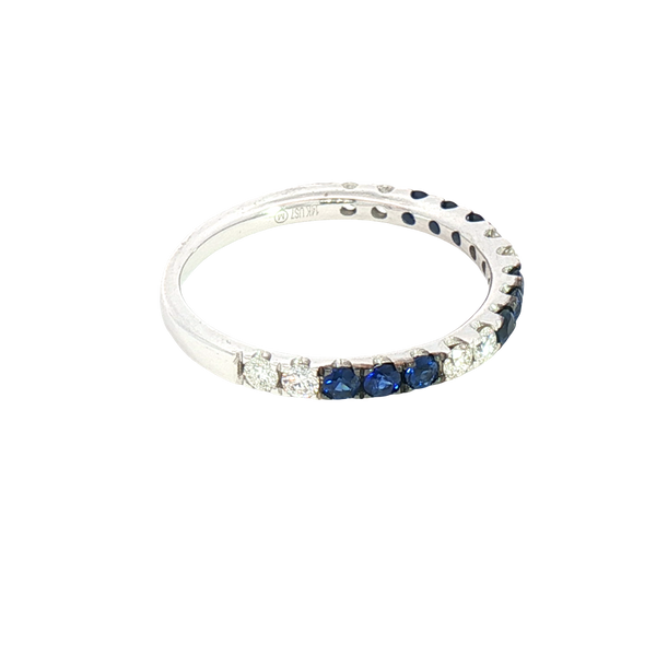 Bold & Elegant 14K White Gold 0.39 Carats Blue Sapphire & 0.28 Carats Diamond Stackable Band