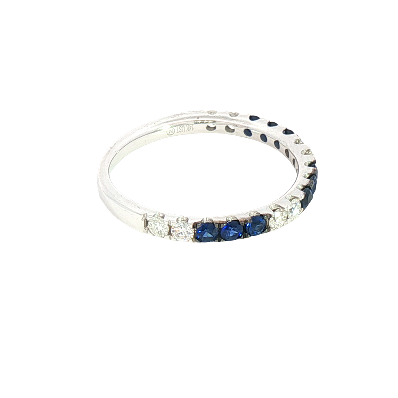 Bold & Elegant 14K White Gold 0.39 Carats Blue Sapphire & 0.28 Carats Diamond Stackable Band