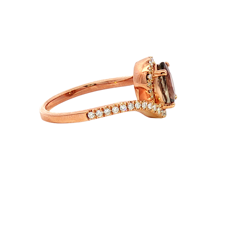 Bold & Elegant 14K Rosé Gold Oval Cut 1.97 Carats Lavender Sapphire 
& 0.24 Carats Diamond Ring